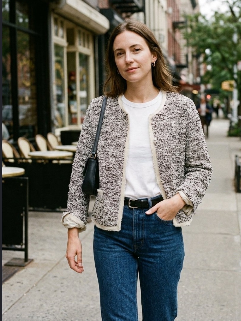 Les Copains Chic Black and White Tweed Jacket